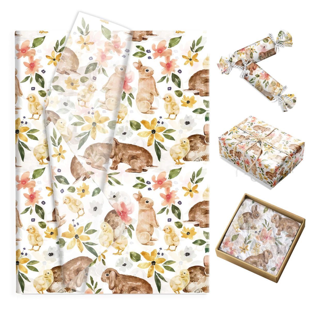 20/50PCS Retro Rabbit Tissue Paper – Cute Easter Snow Pear Gift Wrapping & Party Decoration Paper for Gifts, Packaging & Events