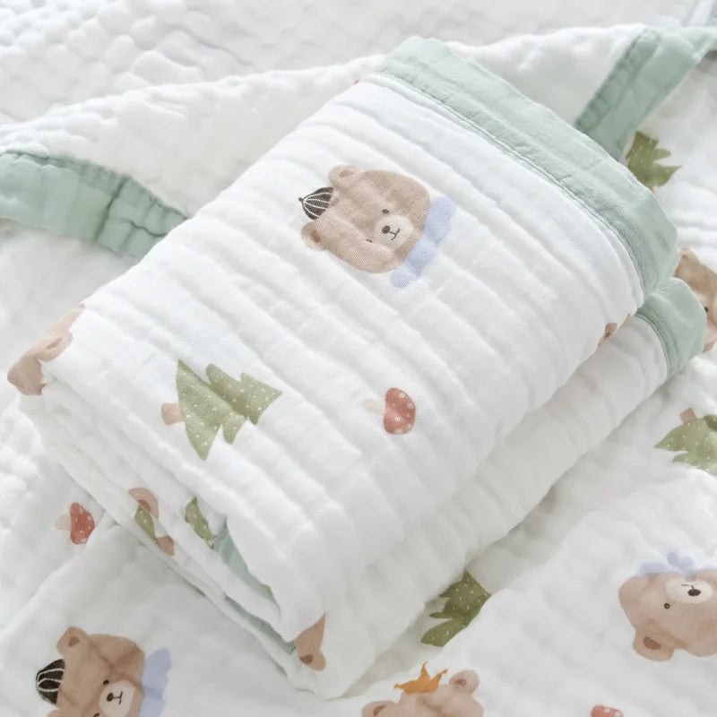 Manta de bebé de gasa 100% algodón de 6 capas – Suave, transpirable, arrullo para recién nacidos, envoltura para bebés y toalla de baño absorbente para bebés