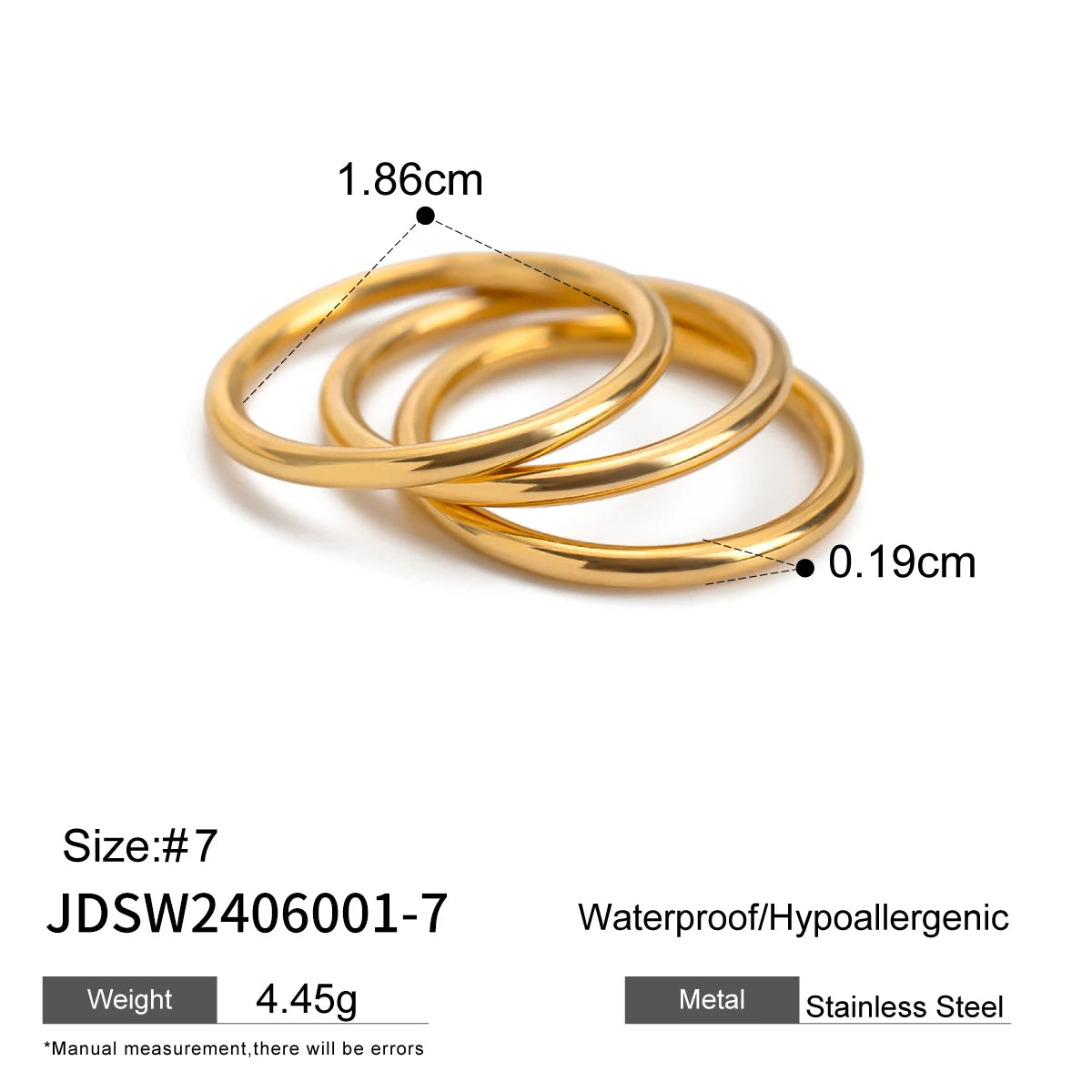 Bague creuse ajustable plaquée or 18 carats - Bague de mode minimaliste en acier inoxydable pour femme