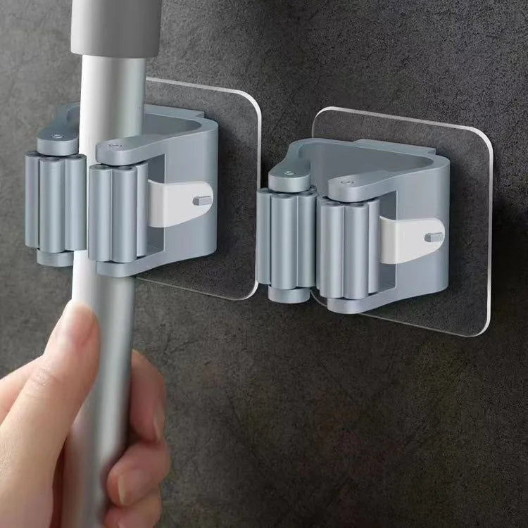 Crochets muraux adhésifs multi-usages – Support de balai et serpillière sans perçage, crochets de suspension muraux pour cuisine, salle de bain, buanderie et accessoires de rangement pour la maison