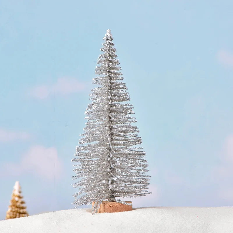 6PCS Mini Christmas Trees – PVC Micro Landscape Xmas Tree Decorations in 7CM/9CM Sizes for Home, Navidad & Holiday Gifts