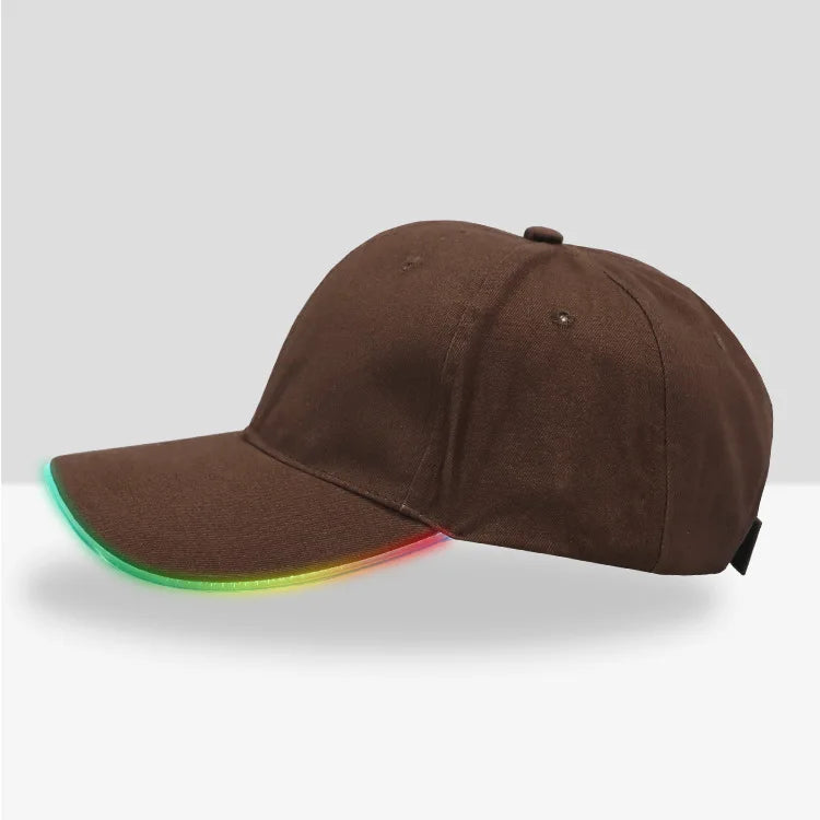 Fiber Optic LED Baseball Cap – 7-Color Luminous Light-Up Hat with USB Rechargeable Design for Parties, Performances & EDC