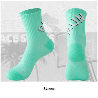 Running Socks for Men & Women – Quick-Dry Middle Tube Crew Socks for Marathon, Cycling & Fitness Training