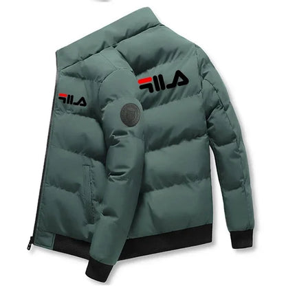 Men’s Short Winter Jacket – Thick Warm Windproof Coat with Zipper & Printed Design, Casual Outdoor Outerwear, Sizes M–5XL