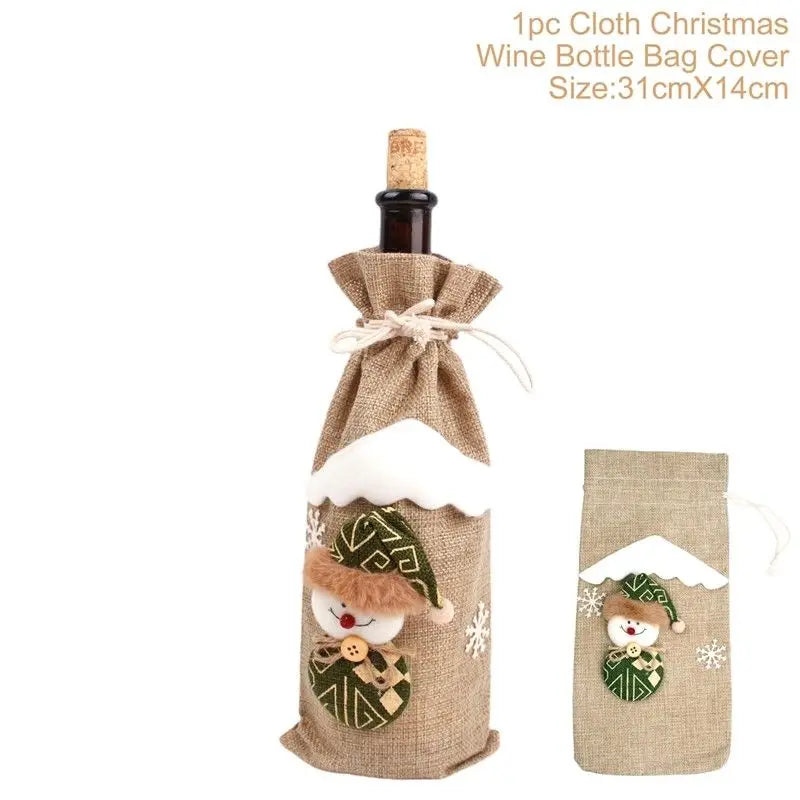 Christmas Wine Bottle Cover Set – Red Dress Wine Bottle Bag for Xmas, New Year Gifts, Navidad Party & Dinner Table Decor