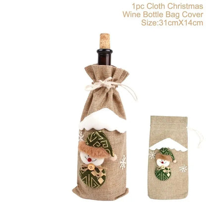 Christmas Wine Bottle Cover Set – Red Dress Wine Bottle Bag for Xmas, New Year Gifts, Navidad Party & Dinner Table Decor