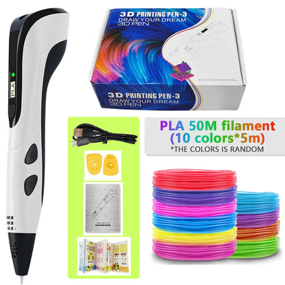 Lápiz 3D para niños – Lápiz de dibujo DIY recargable con juego de filamento PLA para manualidades creativas