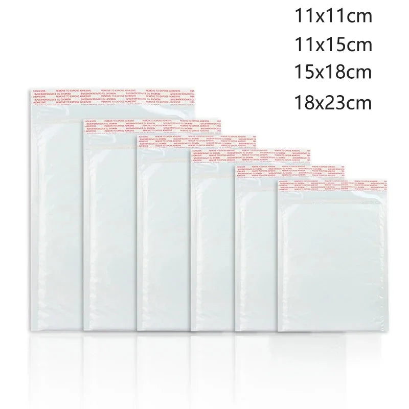 Sobres de burbujas blancos – Sobres de envío acolchados impermeables con autocierre, bolsas de embalaje de burbujas gruesas para envíos seguros (11/15/23 cm)