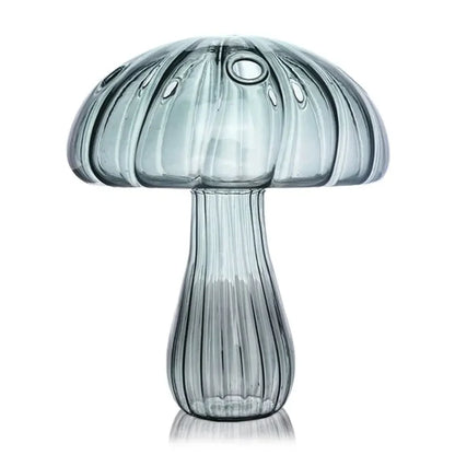 Florero de vidrio con forma de hongo – Maceta hidropónica transparente y jarrón decorativo de escritorio