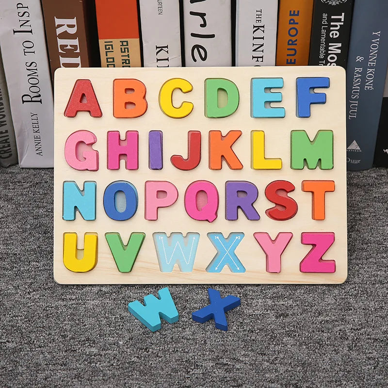 Montessori Wooden Building Blocks Color & Shape Matching Puzzle Educational Toy for Kids