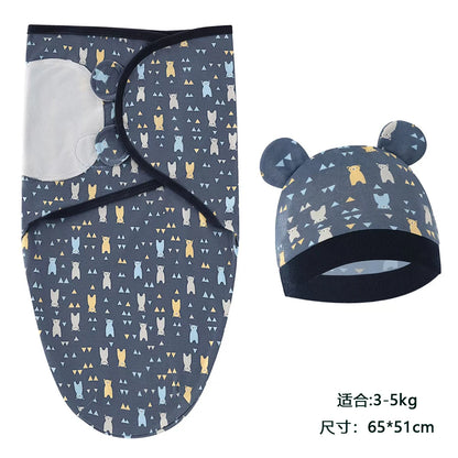 Manta Envolvente y Gorro para Recién Nacido – Envoltorio Suave de Algodón para Bebés de 0 a 6 Meses