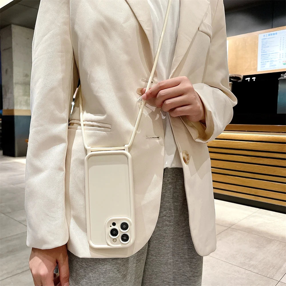 Funda Cruzada para Teléfono con Cordón Ajustable – Cubierta Protectora Suave para iPhone 17, 16, 16E, 15, 14, 13, 12, 11, X, XS, 8 Plus y SE 2022, Funda para Teléfono de Hombro con Manos Libres