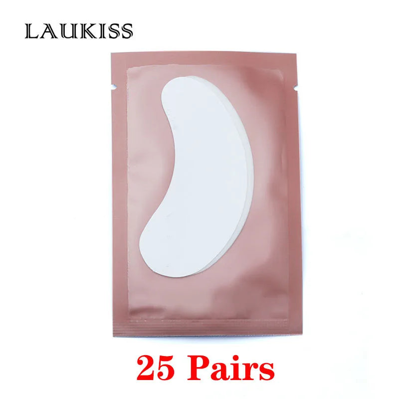 25/50/100 pares de parches para extensión de pestañas LAUKISS – Almohadillas sin pelusa debajo de los ojos para construcción de pestañas, pestañas postizas y aplicación de belleza