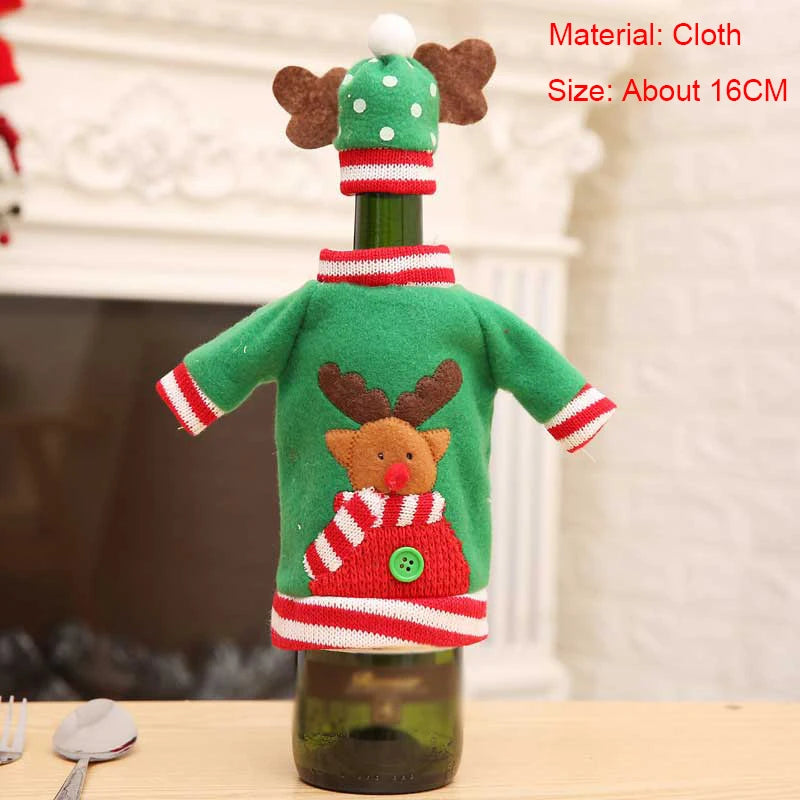 Christmas Wine Bottle Cover Set – Red Dress Wine Bottle Bag for Xmas, New Year Gifts, Navidad Party & Dinner Table Decor