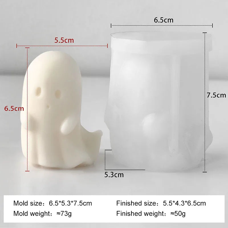 Halloween Mini Ghost Pumpkin Silicone Mold – 3D Stackable Candle Mold for DIY Soap, Resin, Plaster Crafts & Home Decor