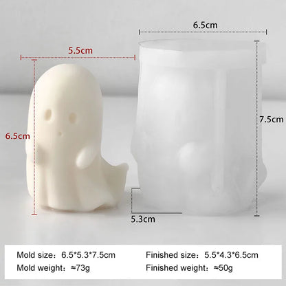 Halloween Mini Ghost Pumpkin Silicone Mold – 3D Stackable Candle Mold for DIY Soap, Resin, Plaster Crafts & Home Decor