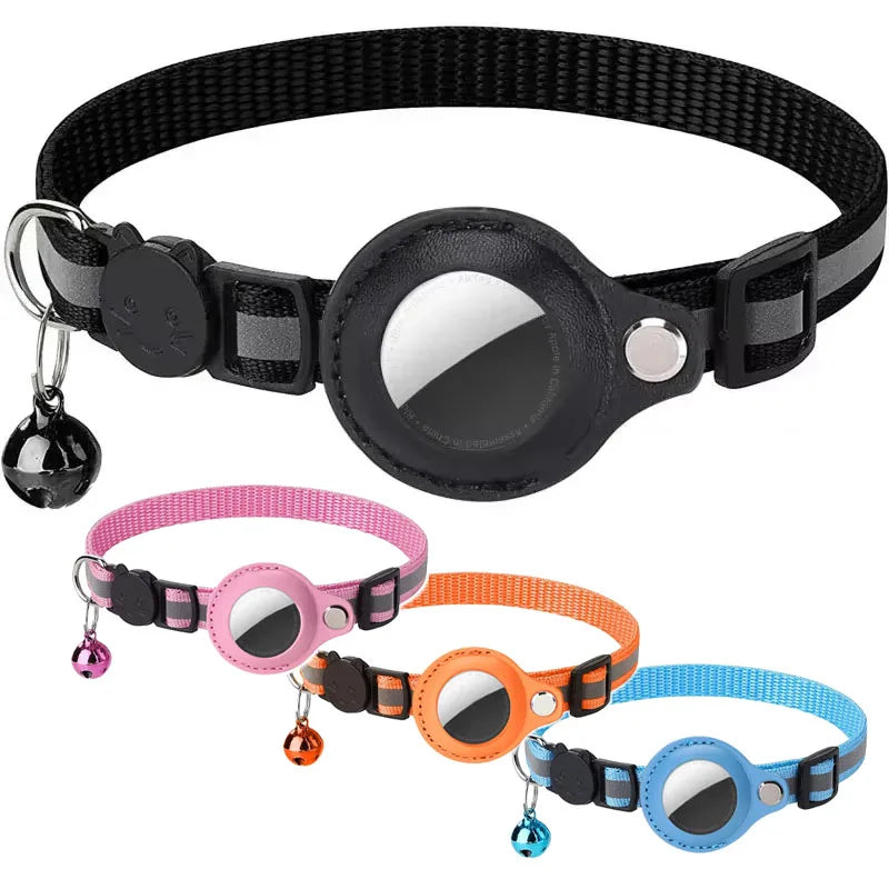 AirTag Pet Collar Case – Protective Tracker Holder with Reflective Collar & Bell for Cats and Small Dogs