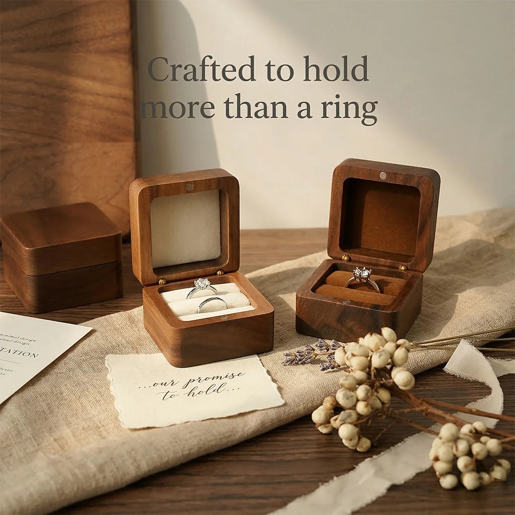 Personalized Wooden Jewelry Box with Custom Engraving for Rings, Earrings, Bracelets, Wedding Proposals & Gift Packaging