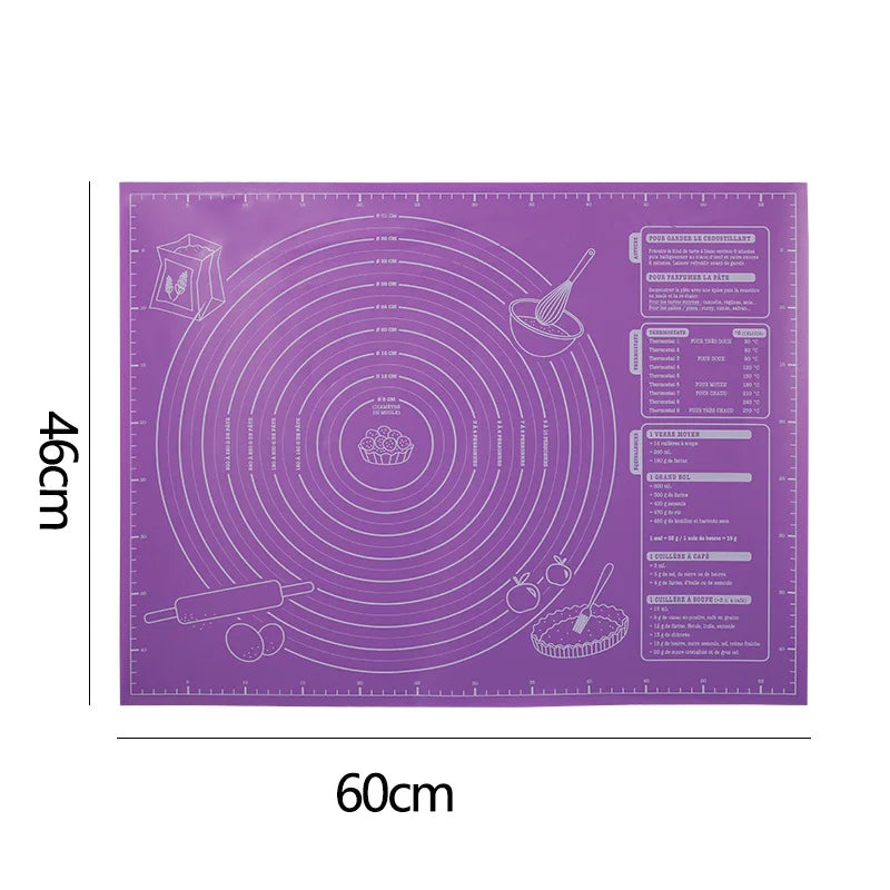 Tapete de silicona para hornear - Tapete antiadherente para amasar masa de 40/50/60 cm, lámina grande de cocina para extender masa para pizza, pan, pastel y preparación de horneado, almohadilla reutilizable de grado alimenticio