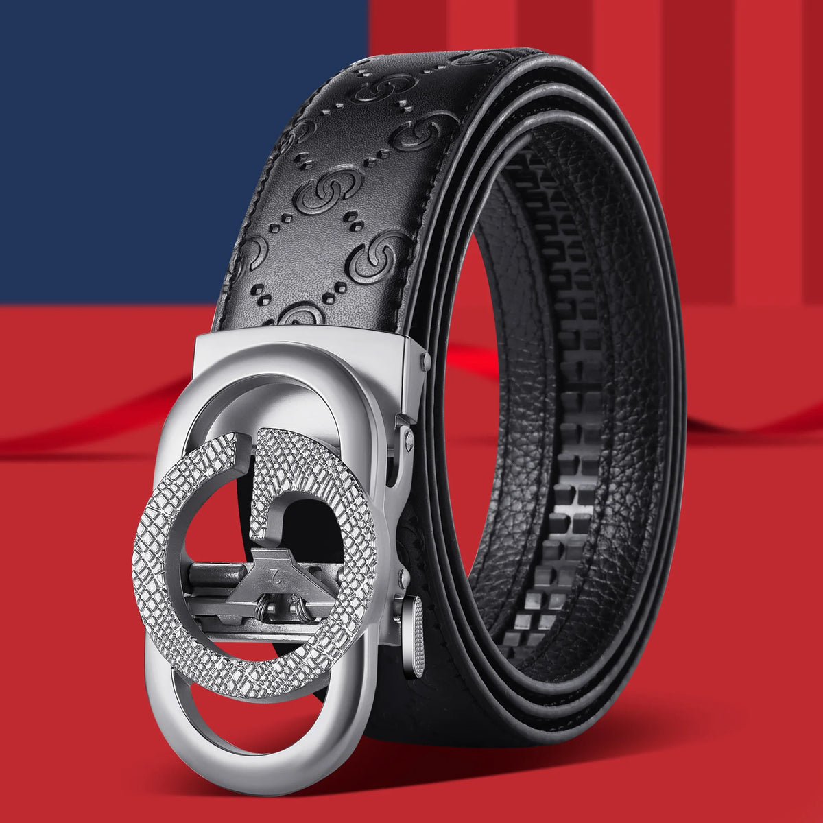 Men's Luxury-Style Canvas & Leather Belt – Automatic Buckle Designer-Style Waist Belt for Business, Jeans & Casual Everyday Wear