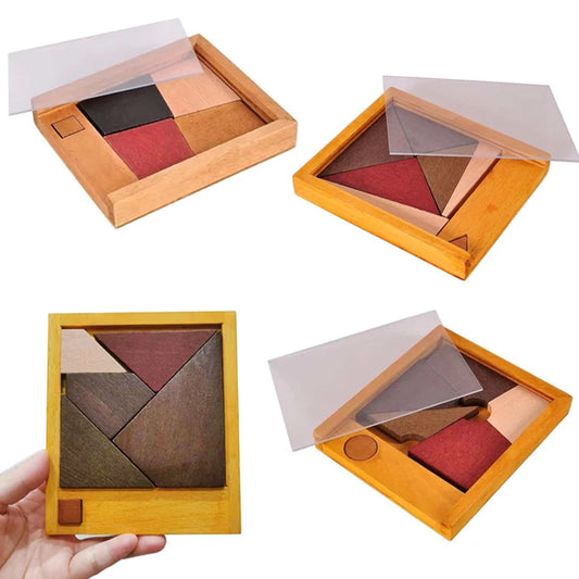 Rompecabezas Tangram de Madera – Juego Clásico de Desafío de IQ para Adultos y Niños, Juguete Educativo para Resolver Problemas, Ejercicio de Pensamiento Creativo y Regalo Intelectual