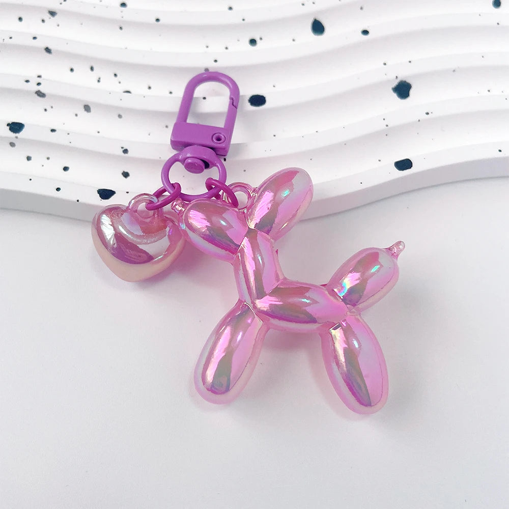 Cute Acrylic Balloon Dog Keychain – Cartoon Y2K Bag Pendant for Women & Couples, Car Key Chain, Jewelry Gift & Decorative Accessory