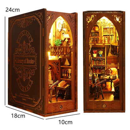 Kit de book nook à fabriquer soi-même – Maquette de maison de poupée miniature en bois à insérer dans une étagère pour adultes, loisirs créatifs et décoration d'intérieur