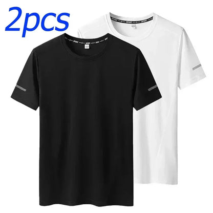 1/2PCS Plus Size Men's Quick-Dry T-Shirts – Short-Sleeve Gym & Running Tops, Lightweight Fitness Training Jerseys & Sportswear