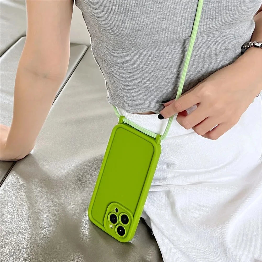 Funda Cruzada para Teléfono con Cordón Ajustable – Cubierta Protectora Suave para iPhone 17, 16, 16E, 15, 14, 13, 12, 11, X, XS, 8 Plus y SE 2022, Funda para Teléfono de Hombro con Manos Libres