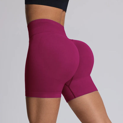Shorts de yoga femme taille haute gainant sans couture pour l'entraînement, la salle de sport, la course et le fitness, à fort impact