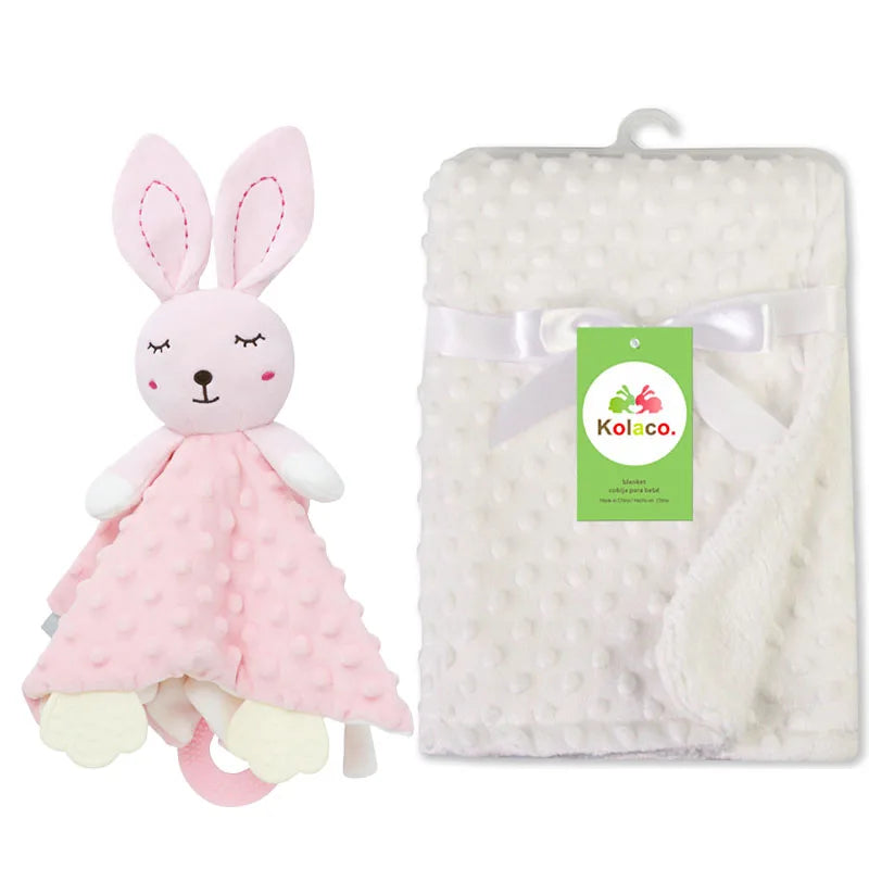 Couverture et doudou personnalisés avec prénom de bébé – Ensemble doux en minky à pois, 2-en-1, cadeau de naissance personnalisé pour garçons et filles