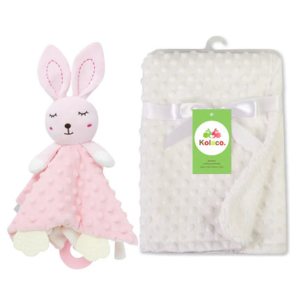 Couverture et doudou personnalisés avec prénom de bébé – Ensemble doux en minky à pois, 2-en-1, cadeau de naissance personnalisé pour garçons et filles