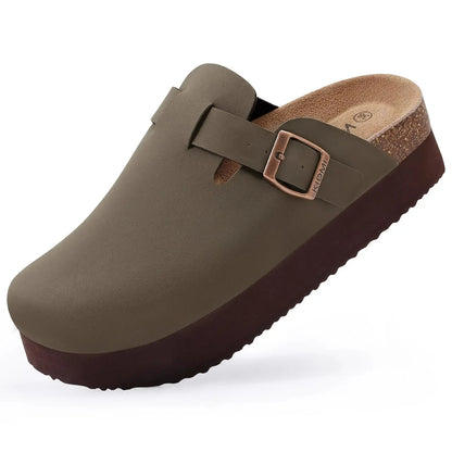 Zuecos de ante Crestar Cork – Zapatillas tipo mules unisex antideslizantes con soporte para el arco del pie