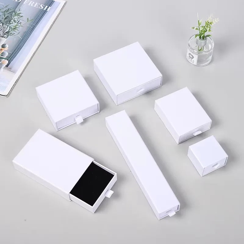 10 Cajas de regalo de joyería de papel para anillos, pendientes, collares, pulseras y empaques de recuerdos de boda