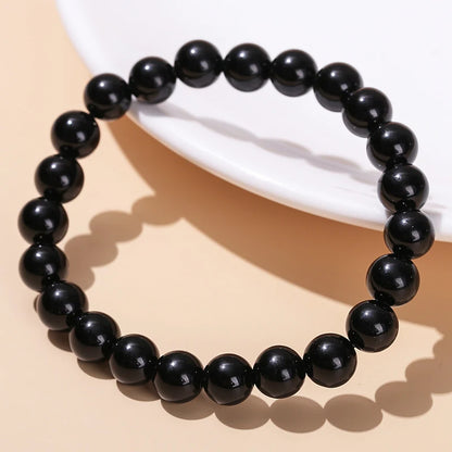 Pulsera de piedra obsidiana negra natural – Joyería ajustable de cuentas de cristal para hombres y mujeres, regalo de moda y accesorio de estilo energético
