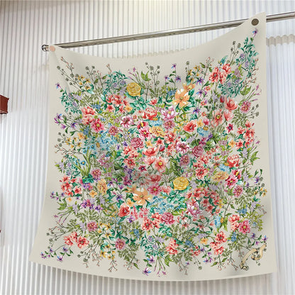 Foulard carré en soie 90 cm pour femme, motif floral, sergé de luxe, bandana, châle, hijab, cache-col, écharpe de tête