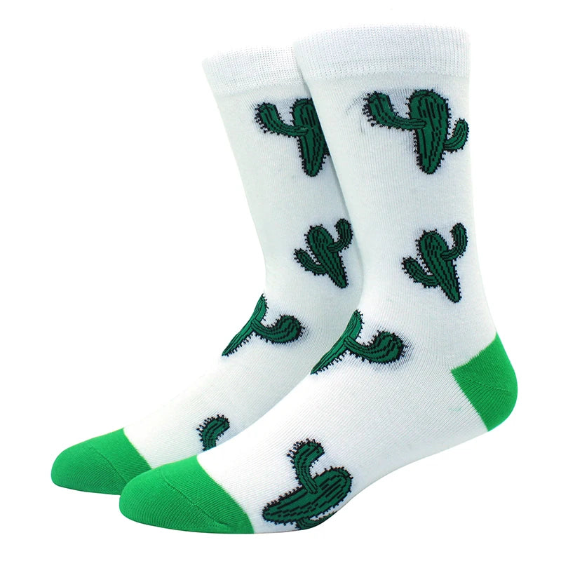 Funny Colorful Hip Hop Socks – Combed Cotton Animal, Astronaut & Geometric Print Socks for Men & Women, Business Dress Wear