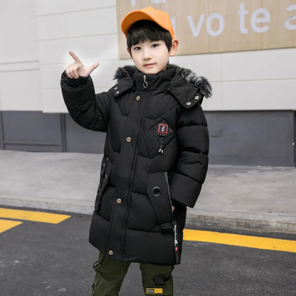 2026 Kids Winter Jacket, Thick Cotton-Padded Hooded Coat for Toddler Boys and Teens, Warm Down-Style Parka for Children