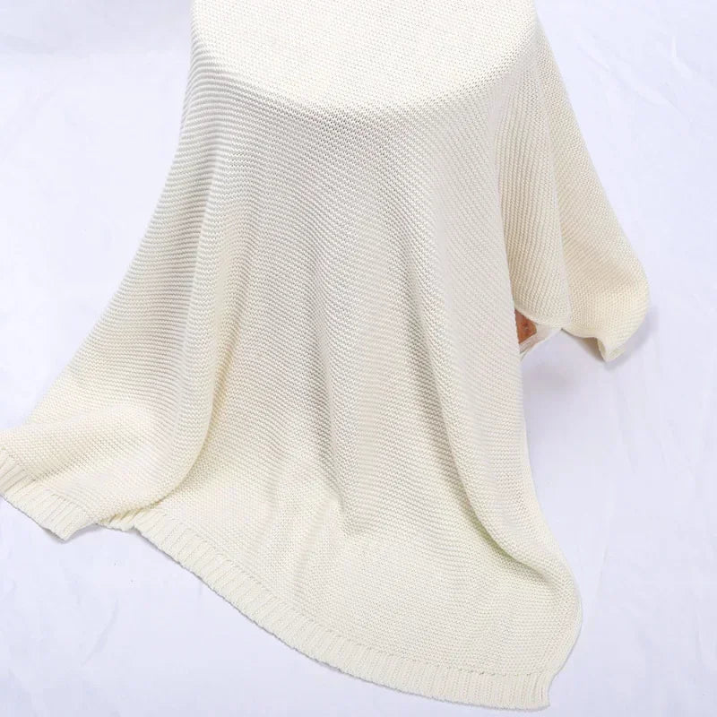 Personalized Baby Knitted Blanket – Custom Name Cotton Newborn Wrap for Winter Warmth & Comfort