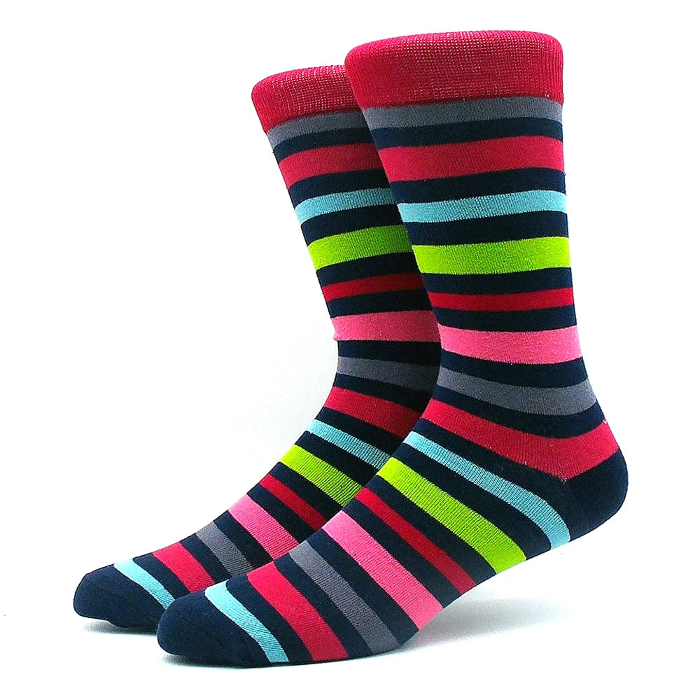 Funny Colorful Hip Hop Socks – Combed Cotton Animal, Astronaut & Geometric Print Socks for Men & Women, Business Dress Wear