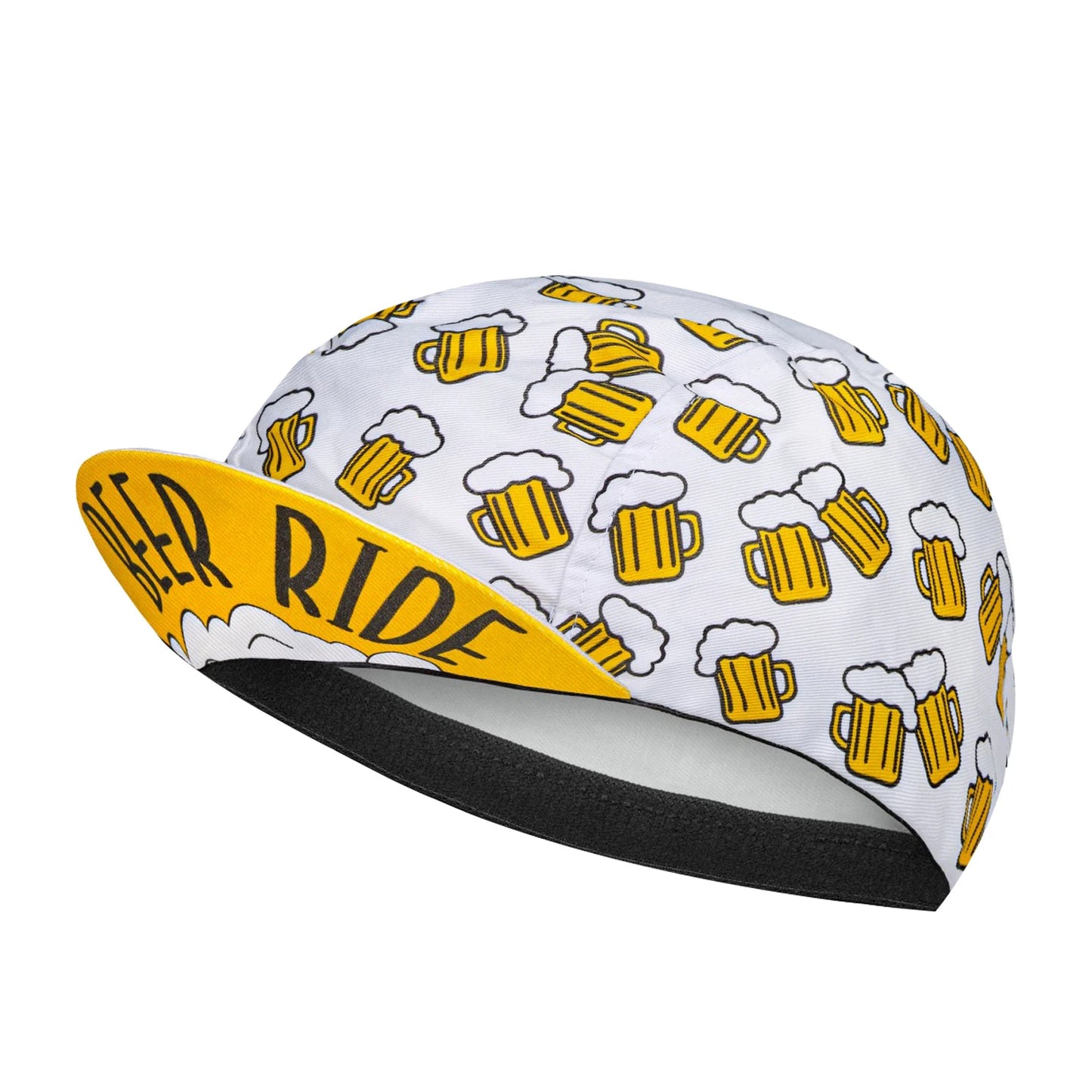 SweetMatt Retro Cycling Cap – Cartoon Beer, Coffee & Ice Cream Print Quick-Dry Polyester Sports Hat for Summer Bike Riding