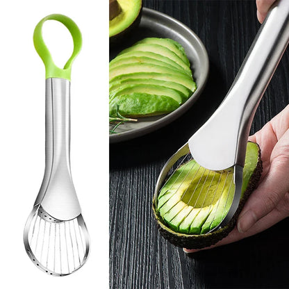 Stainless Steel Avocado & Fruit Slicer – Multi-Function Kitchen Cutting Tool for Avocado, Dragon Fruit & Other Fruits
