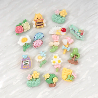 30/300pcs Mini Breloques en Résine Bonbon Fleur Amour – Mignons Accessoires de Bricolage pour Nail Art, Barrettes à Cheveux, Scrapbooking, Bijoux Faits Main et Projets Créatifs pour Enfants