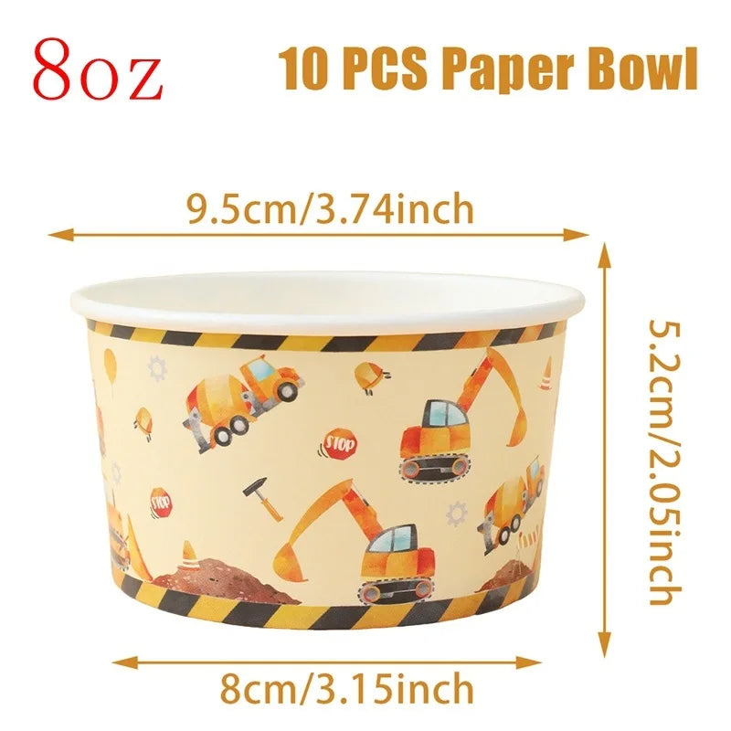 Construction Truck Birthday Party Tablecloth – Excavator & Engineering-Themed Table Runner for Boys' Construction Party Decorations