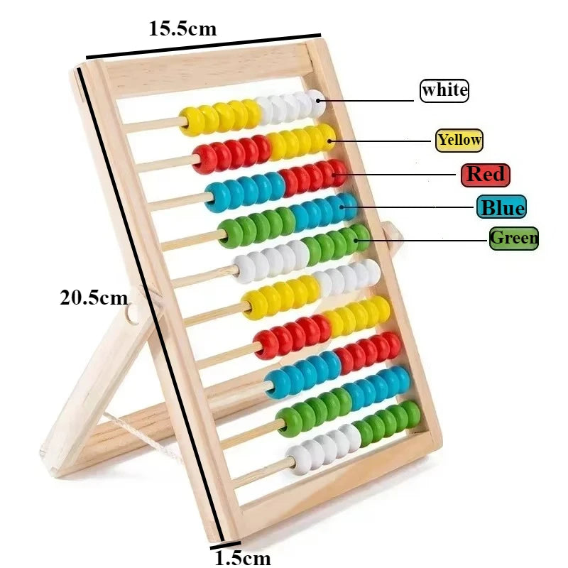 Classic Wooden Counting Toy – 100 Beads Montessori Abacus, Preschool Math Learning Toy, Number Arithmetic Practice Board, Early Education Gift for Toddlers