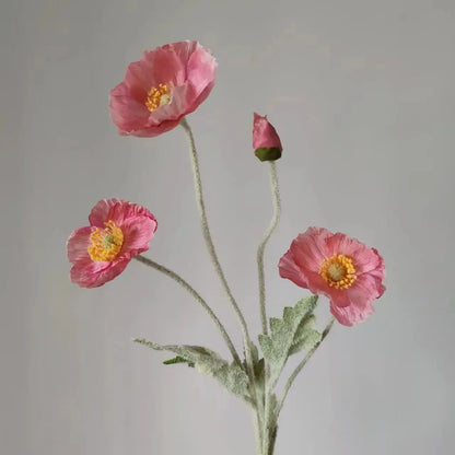 Artificial Poppy Flowers – Realistic Silk Faux Long Stem Flowers for Home Décor, Garden, Wedding Bridal Bouquets, Party Decoration & DIY Floral Arrangements