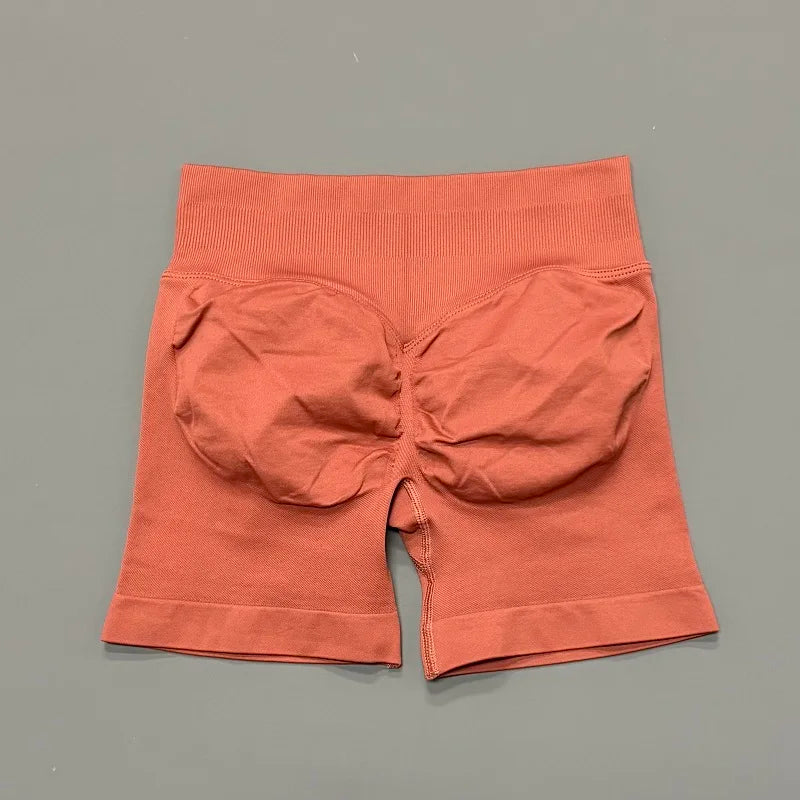 Pantalones cortos de gimnasio sin costuras con efecto Scrunch Butt para mujer – Pantalones cortos de yoga de cintura alta para correr, entrenar, fitness y ropa deportiva