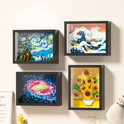3D Diamond Building Block Art Set with Display Box – Van Gogh Sunflowers, The Starry Night & Great Wave Inspired Model, Kids' Gift