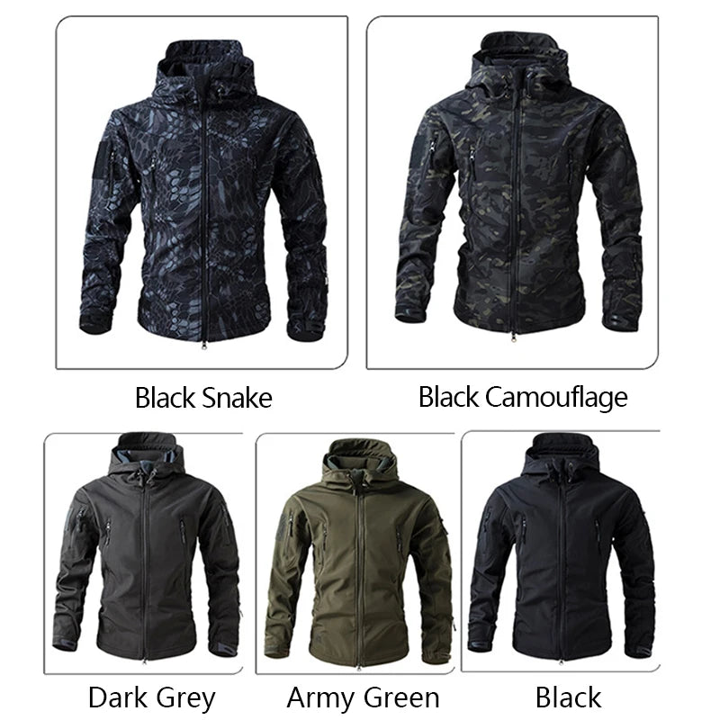 Lurker Men’s Soft Shell Tactical Jacket – Waterproof Fleece-Lined Hooded Coat, Camouflage Outdoor Outerwear for Autumn & Hunting