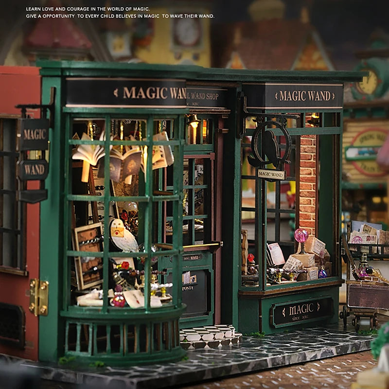Kit DIY de casita de lectura de madera con luces LED – Artesanía en miniatura de inserción de estantería hecha a mano para decoración del hogar y regalos